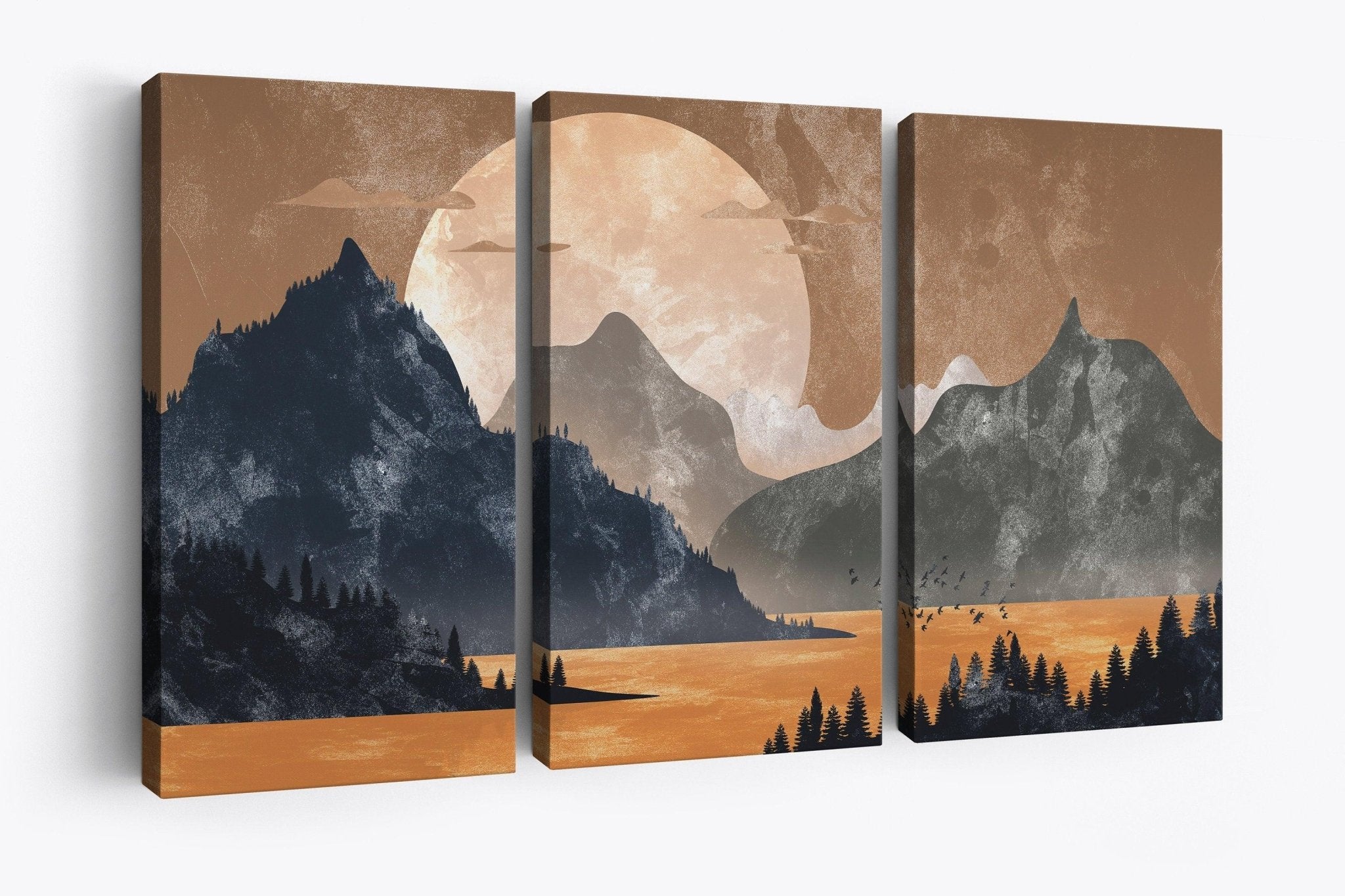 SouthandArt Nordic deals Mountain Wall Art | Mid century Modern canvas wall art with frame for bedroom and living room