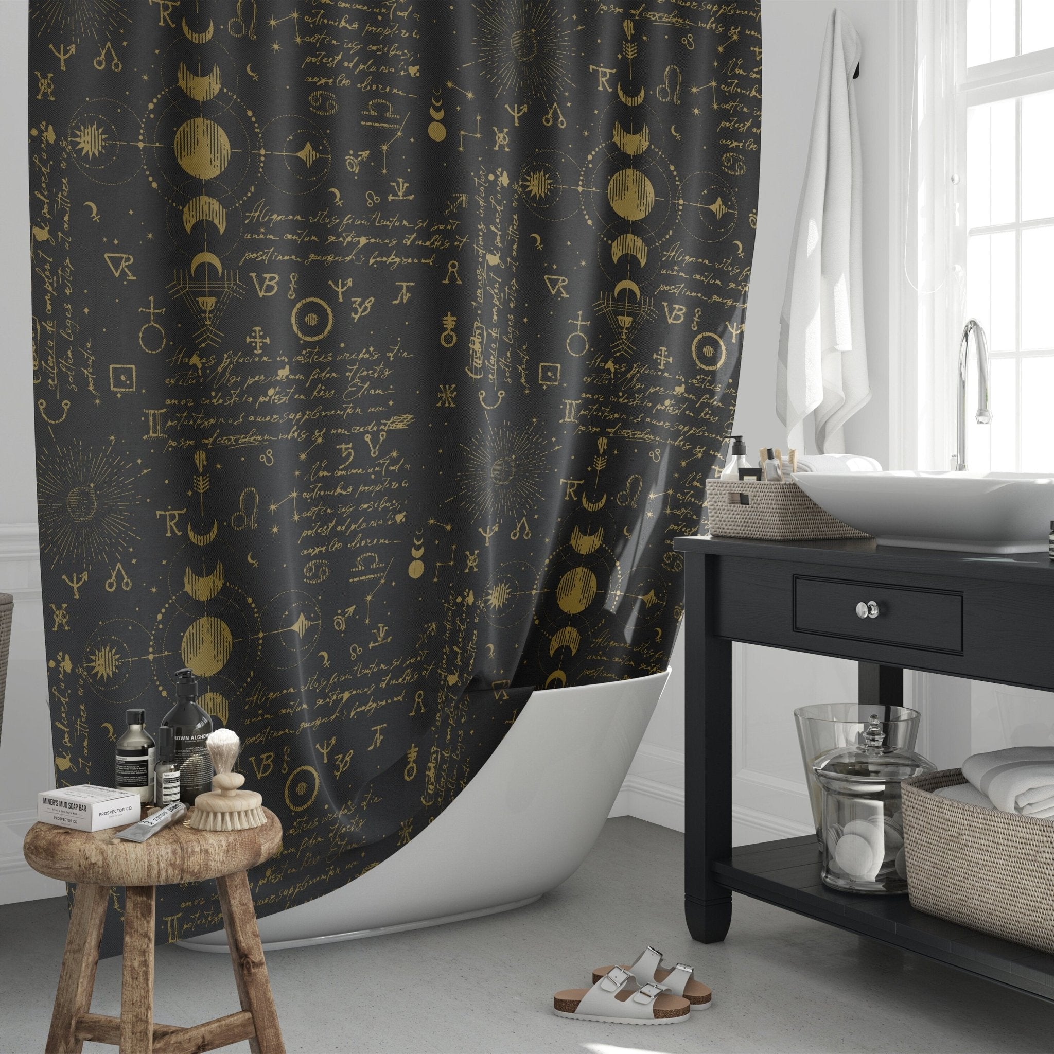 Gemini Shower Curtain. Zodiac shower curtain. Witchy shower curtain. Tarot Shower Curtain. Sun shower curtain. outlet