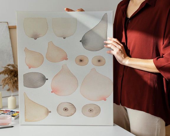 Boobies  Minimal Scandinavian Art Print - Woman's breast sketch