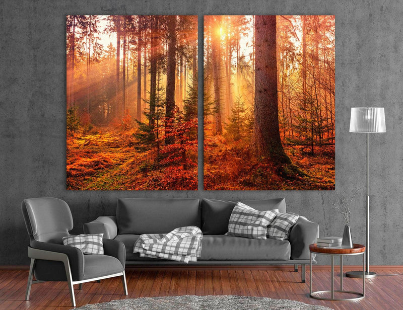 Settling In - Set of 3 - Art Prints or Canvases  Forest painting,  Stretched canvas prints, Canvas set